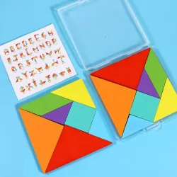 Rainbow Colorful Geometry Puzzle Set